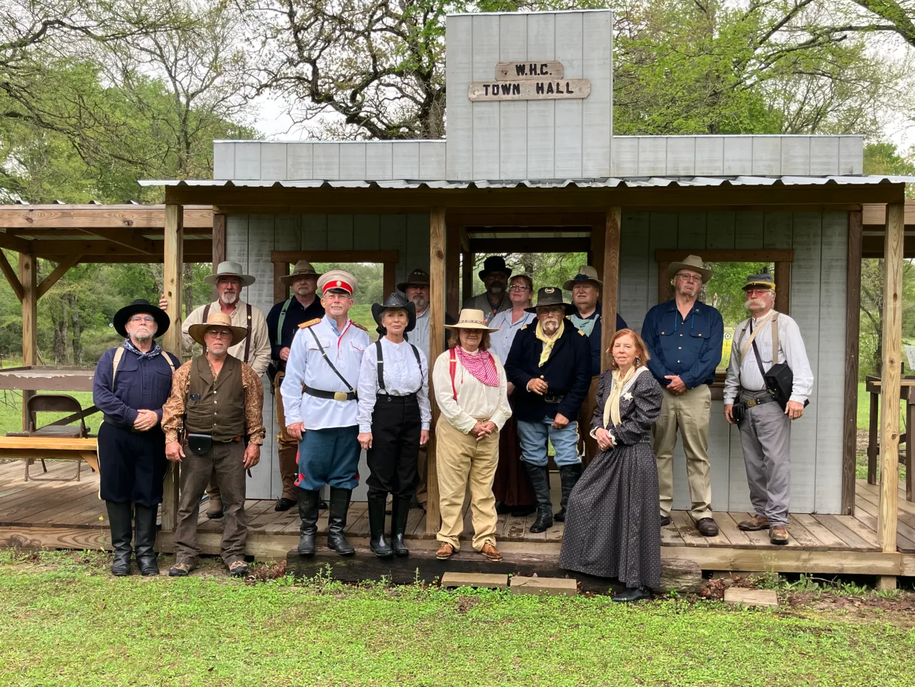 Shooters gather for a regiment photo after a skirmish at Willow Hole